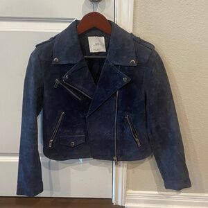 MNG biker cropped suede jacket size S